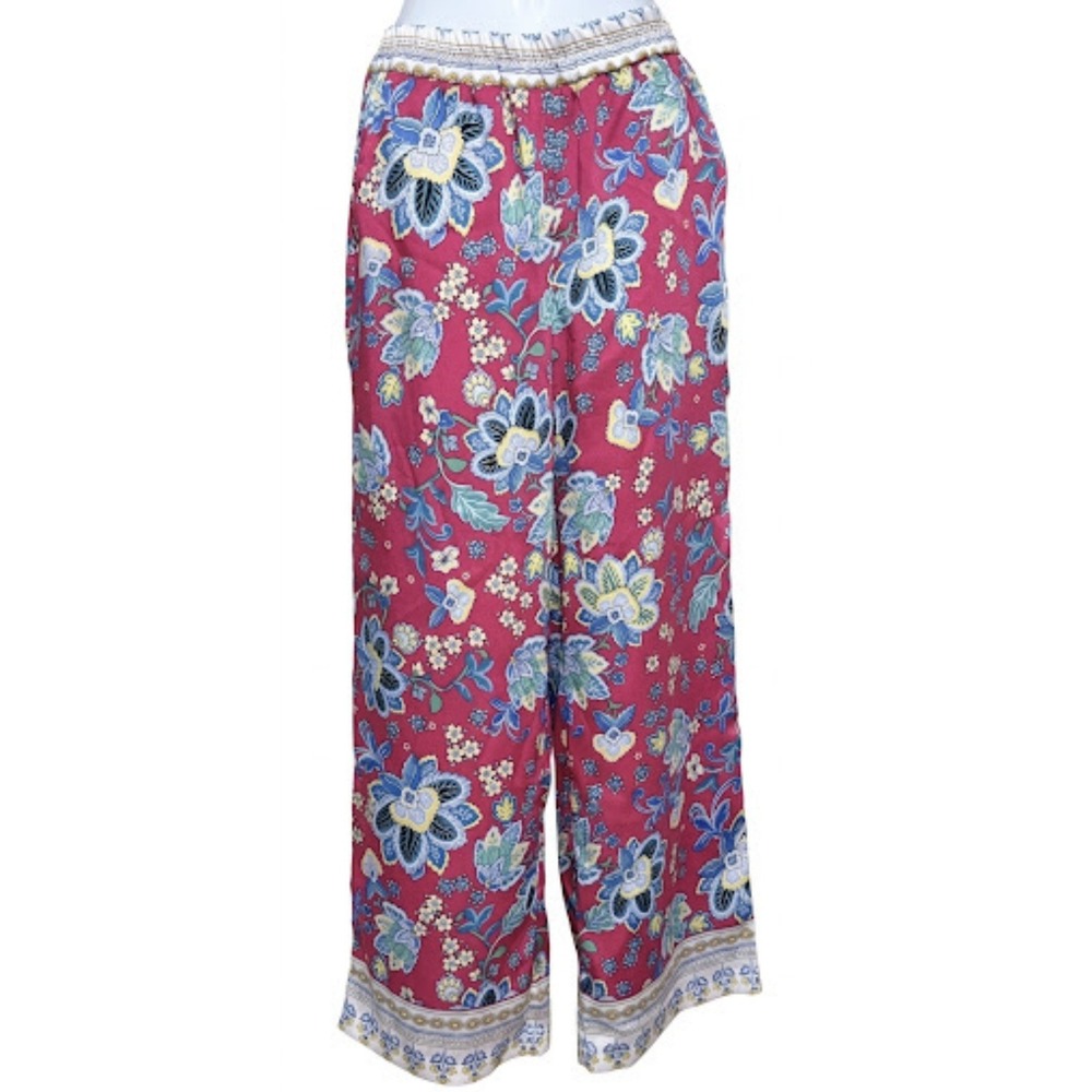 Maeve Skirt Womens XXS Pink Floral Satin A-Line Midi Pull On Elastic Waist